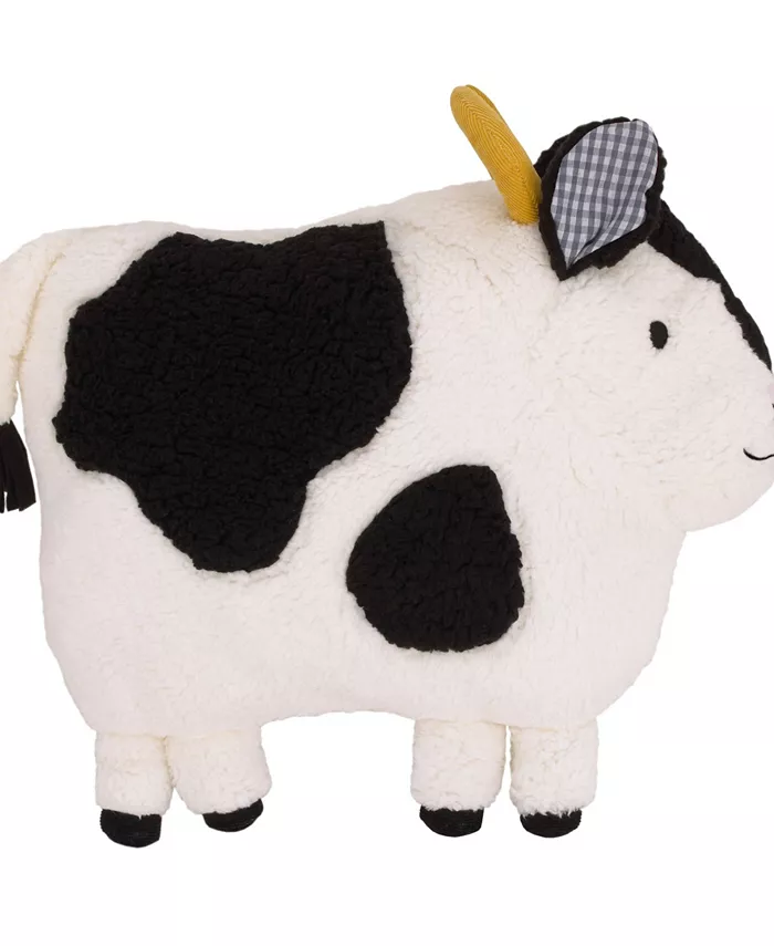 NoJo Plush Sherpa Cow Decorative Throw Pillow with 3D Ears， 16