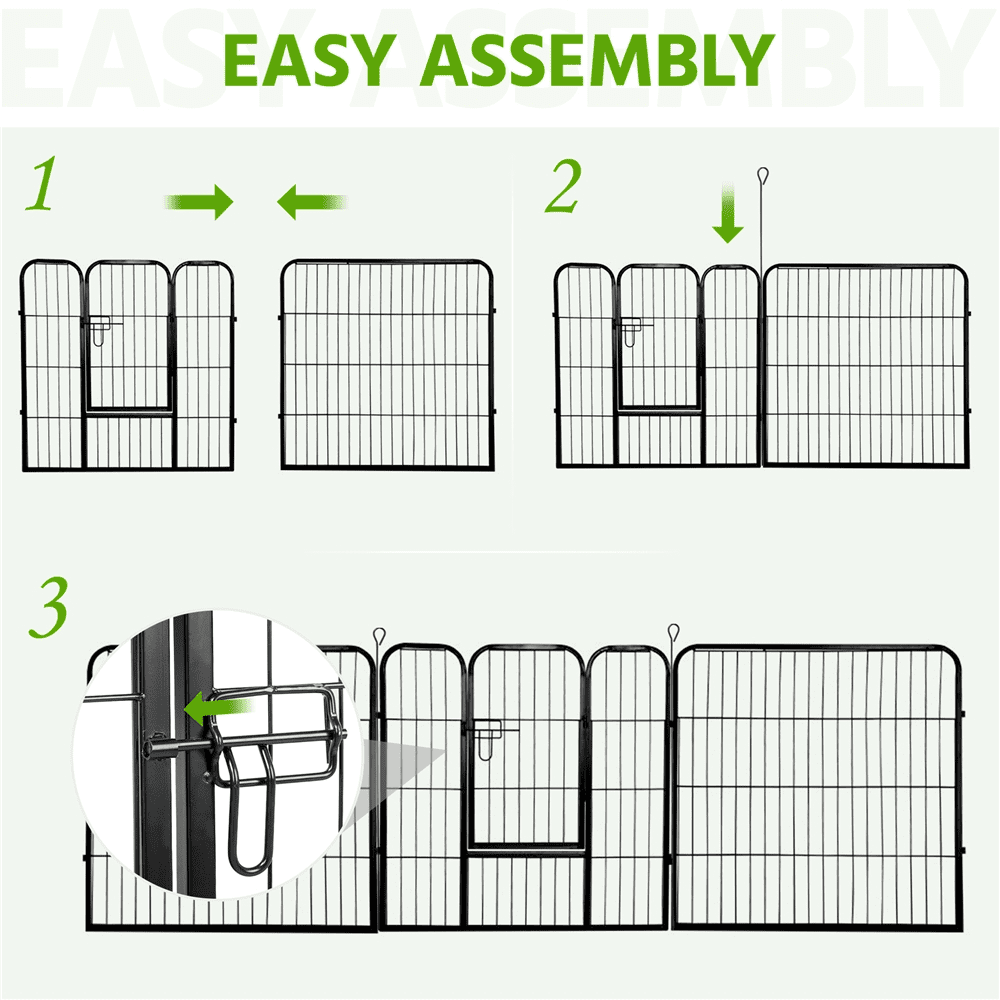 Topeakmart 6 Panels Heavy Duty Pet Playpen Dog Exercise Pen Cat Fence， 23.6''H， Black