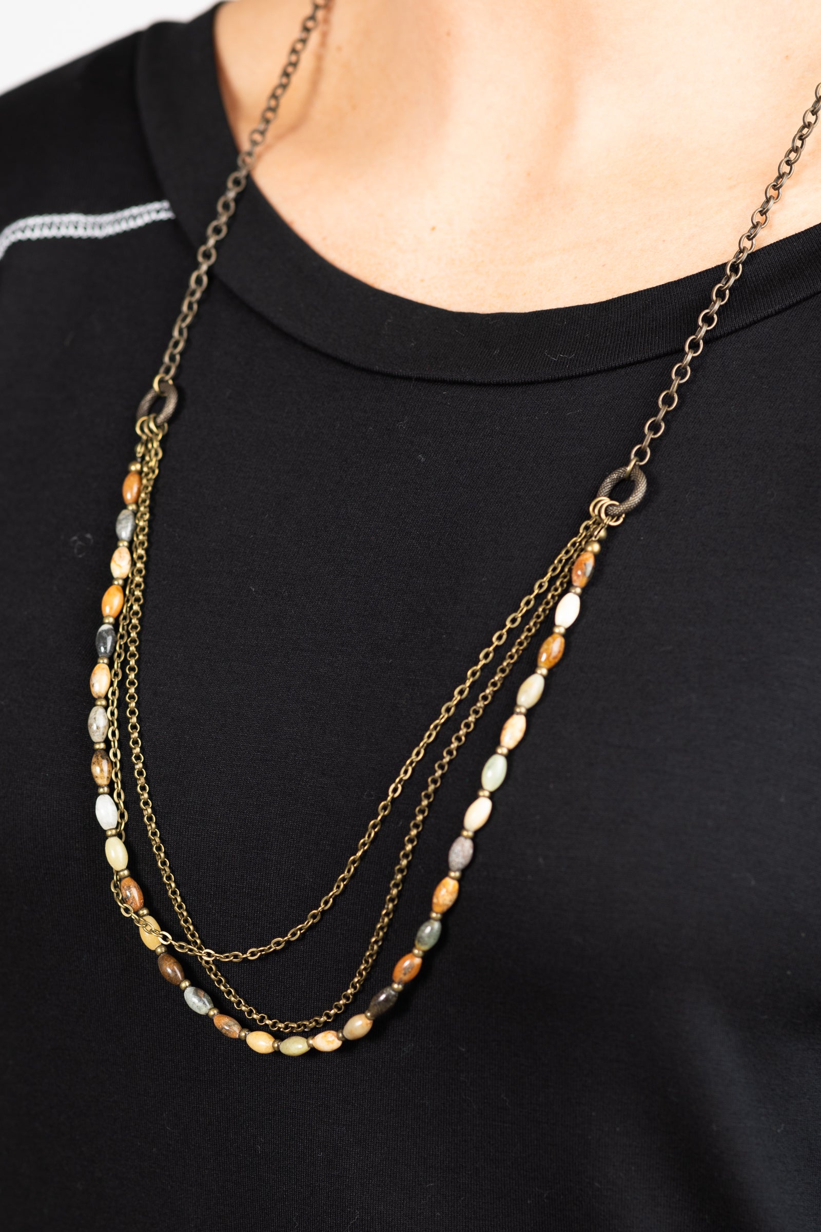 Bronze Long Dainty 3 Layered Necklace