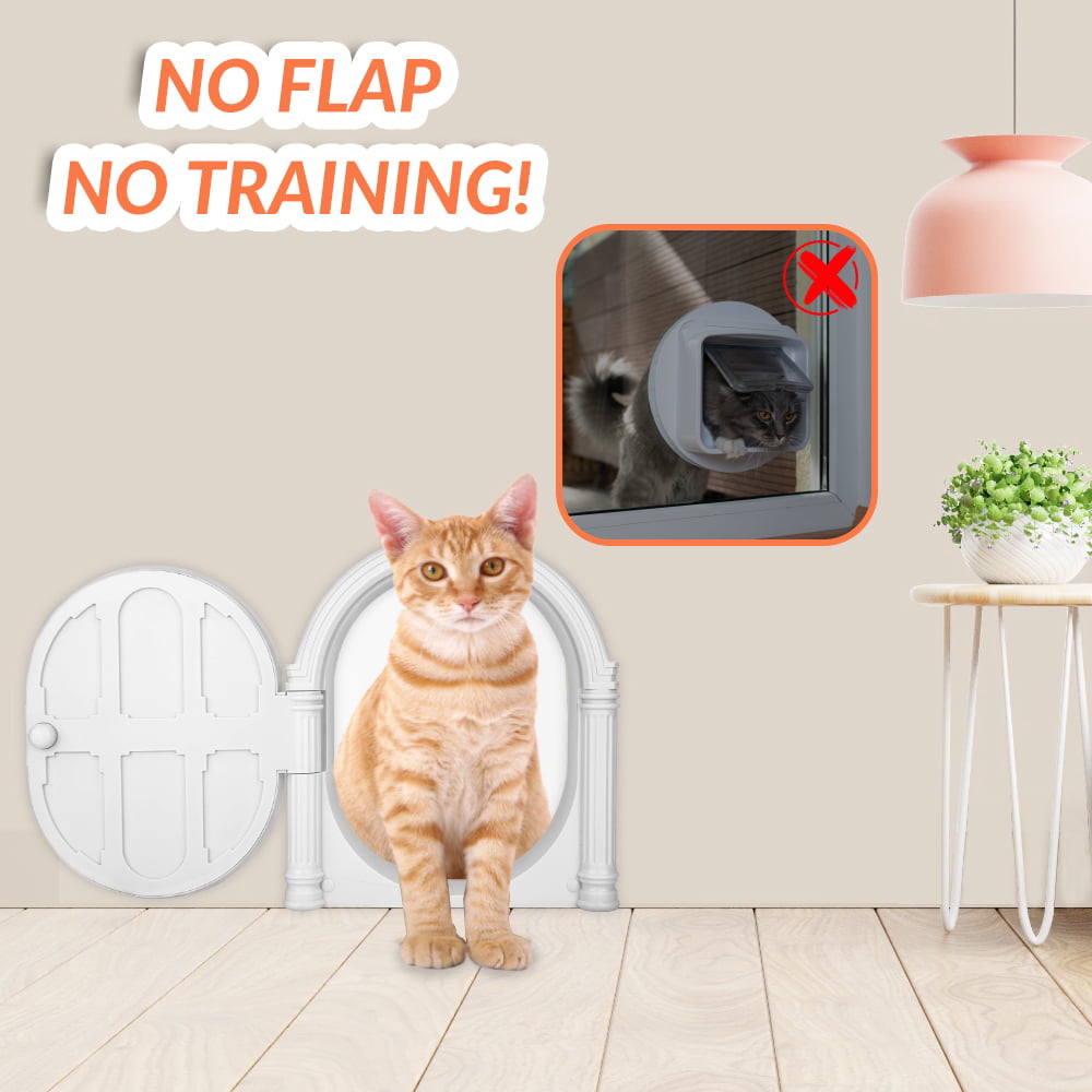 AUTOWT Interior Cat Door - No Noise Lockable Indoor Cat Door for Small Cats Kitties Kittens Puppy- Privacy No Flap Pet Door Blocking Dog and Cat Litter Odors - Easy DIY Setup Suitable for Wooden