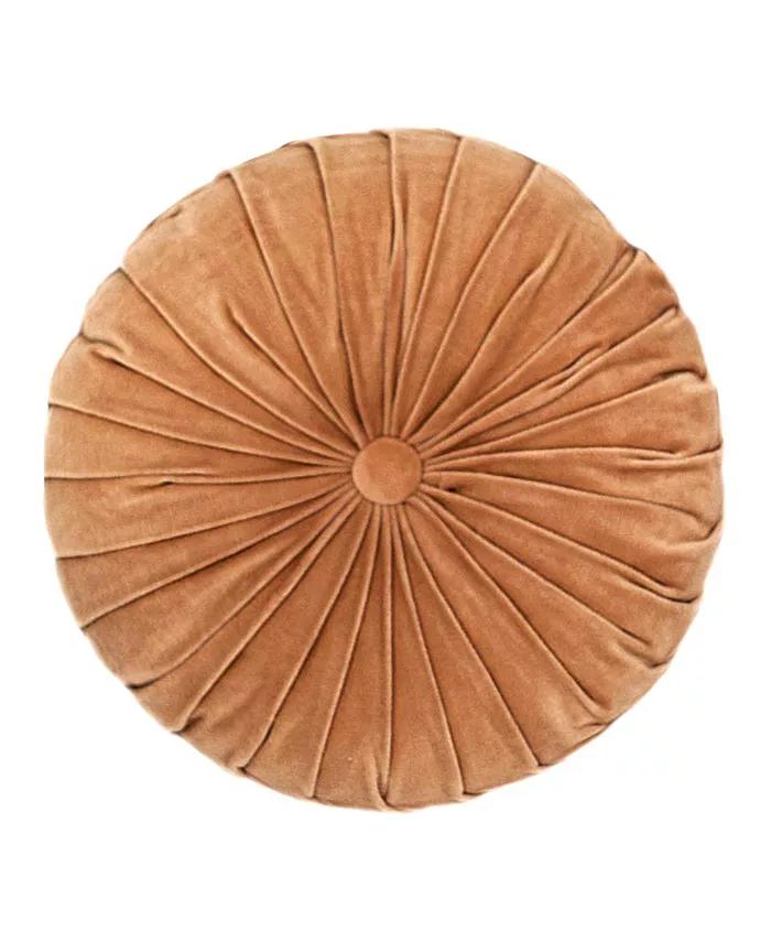 Mod Lifestyles Button Tufted Round Velvet Decorative Pillow， 16
