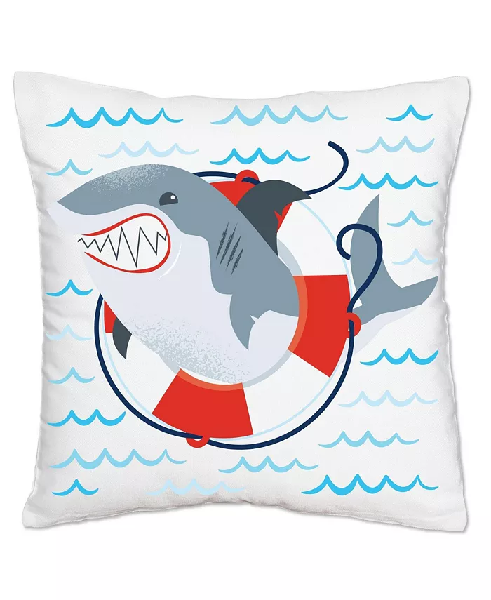 Big Dot of Happiness Shark Zone - Home Decorative Cushion Case - Throw Pillow Cover - 16 x 16 Inches