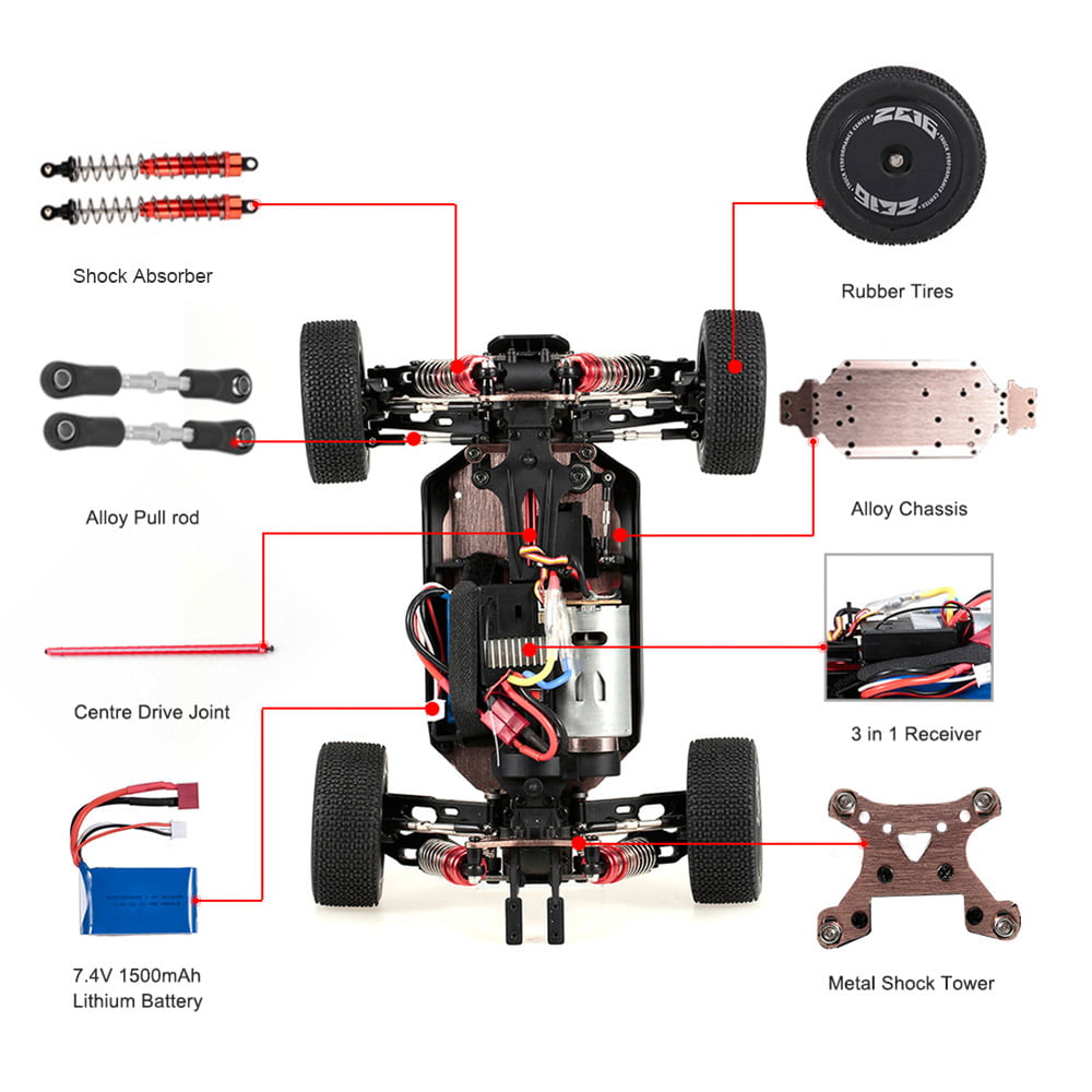 Wltoys XKS 144001 1/14 RC Car High Speed Racing Car 1500mAh Battery 60km/h 2.4GHz RC 4WD Off-Road Drift Car RTR