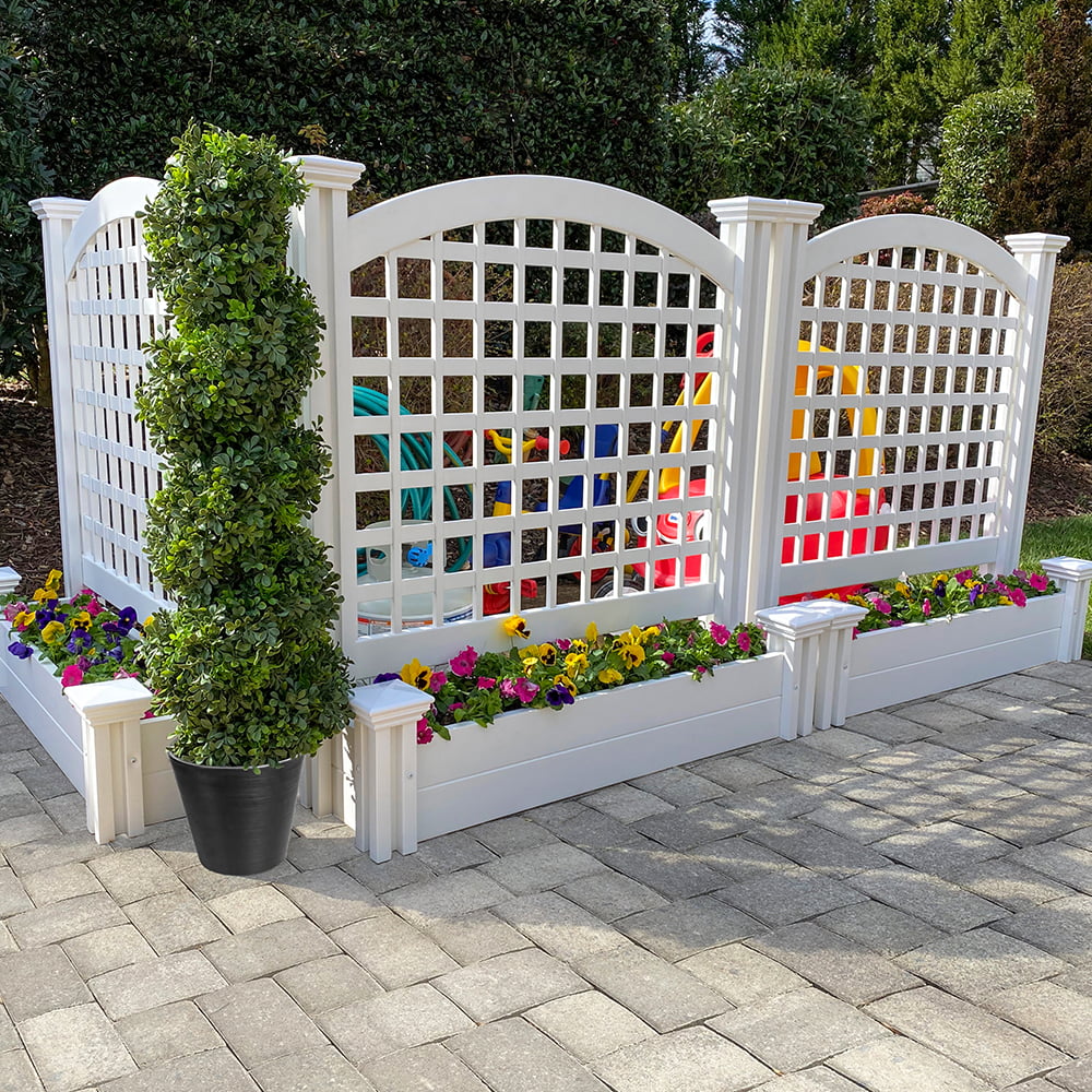 ENCLO Screens 11" x 42" x 45.5" Belmont Freestanding Lattice Screen with Planter Box