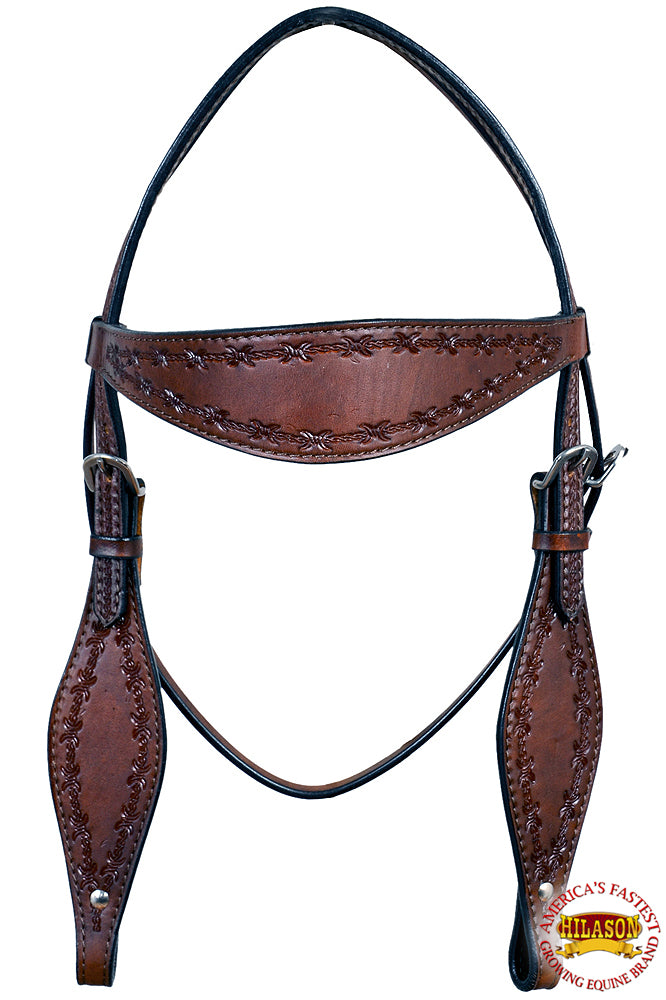 65BH Western Horse Headstall Tack Bridle American Leather Barb Wire Hilason