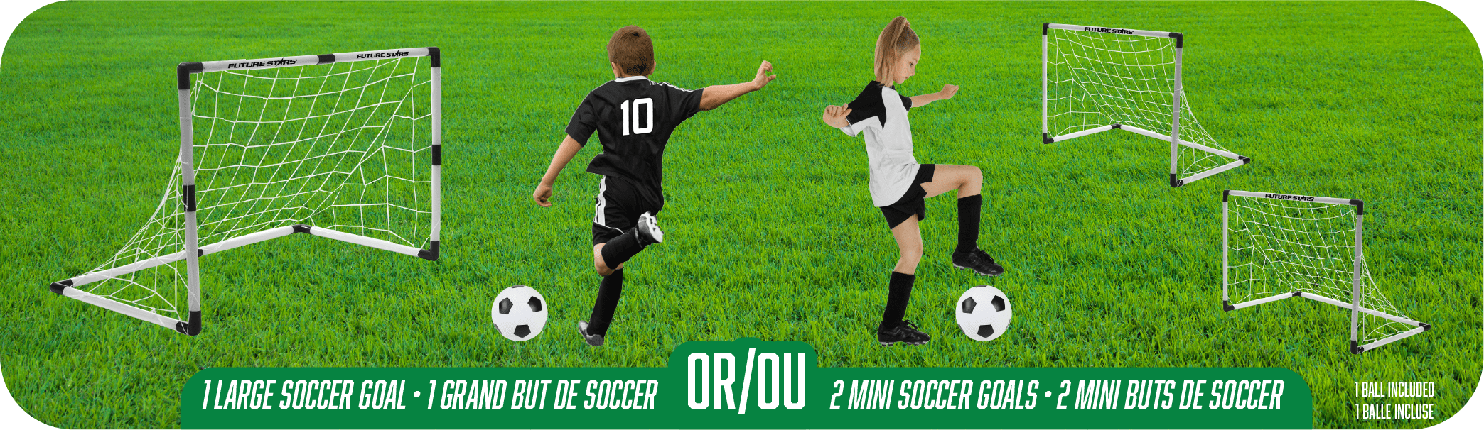 Future Stars 2-in-1 Junior Soccer Game Set - Nets， Ball and Pump - For Ages 2 and Up