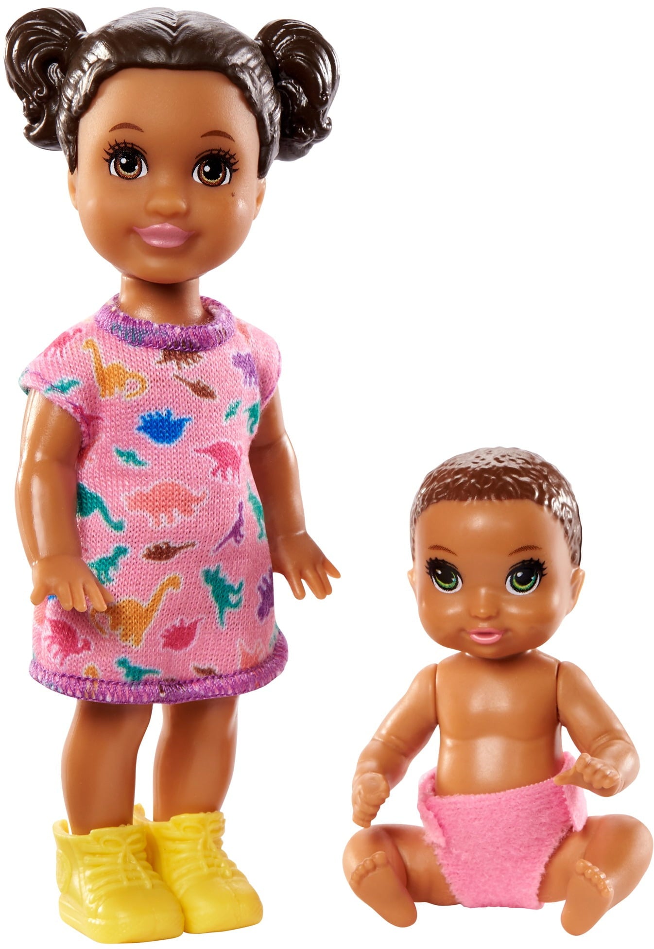 Barbie Skipper Babysitters Inc. Dolls, 2 Pack of Sibling Dolls Includes Small Toddler Doll & Baby Doll Figure in Diaper for 3 to 7 Year Olds