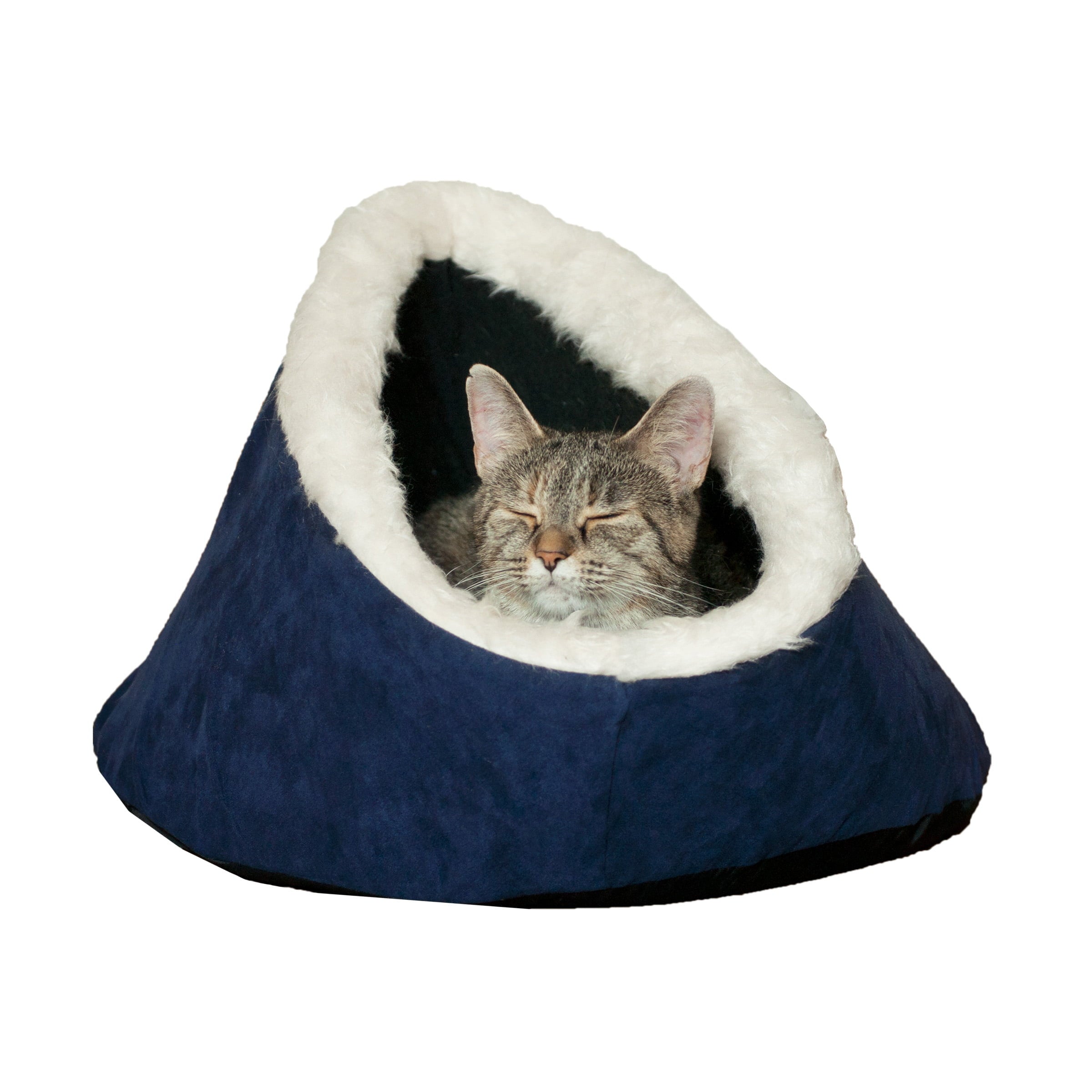 Pet Bed Cave ? Cat Houses for Indoor Cats with Removable and Washable Cushioned Cat Bed for Kittens or Small Dogs by PETMAKER (Blue)