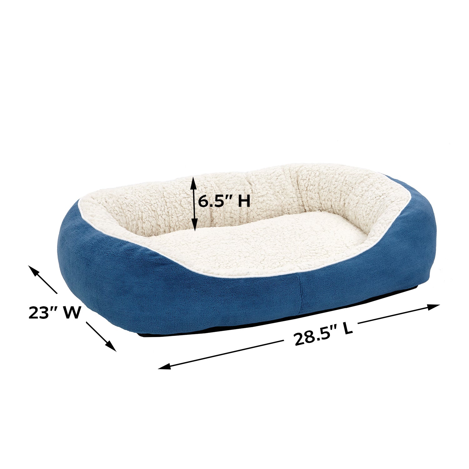 Overstuffed Micro-Terry Cuddle Pet Bed for Medium Dogs and Cats， Blue