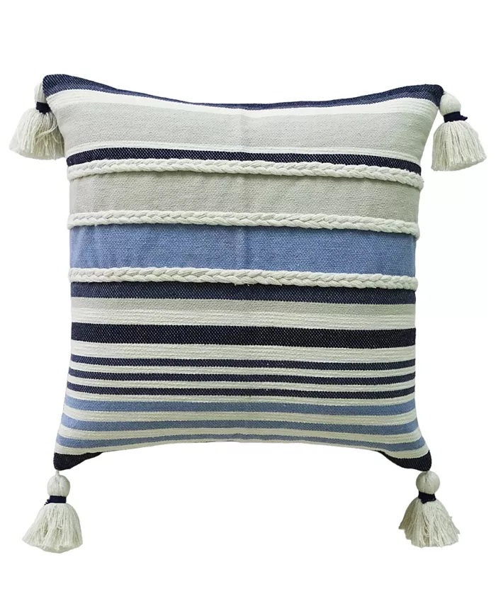 Vibhsa Linden Street Handwoven Braided Textured Stripe Decorative Pillow， 20