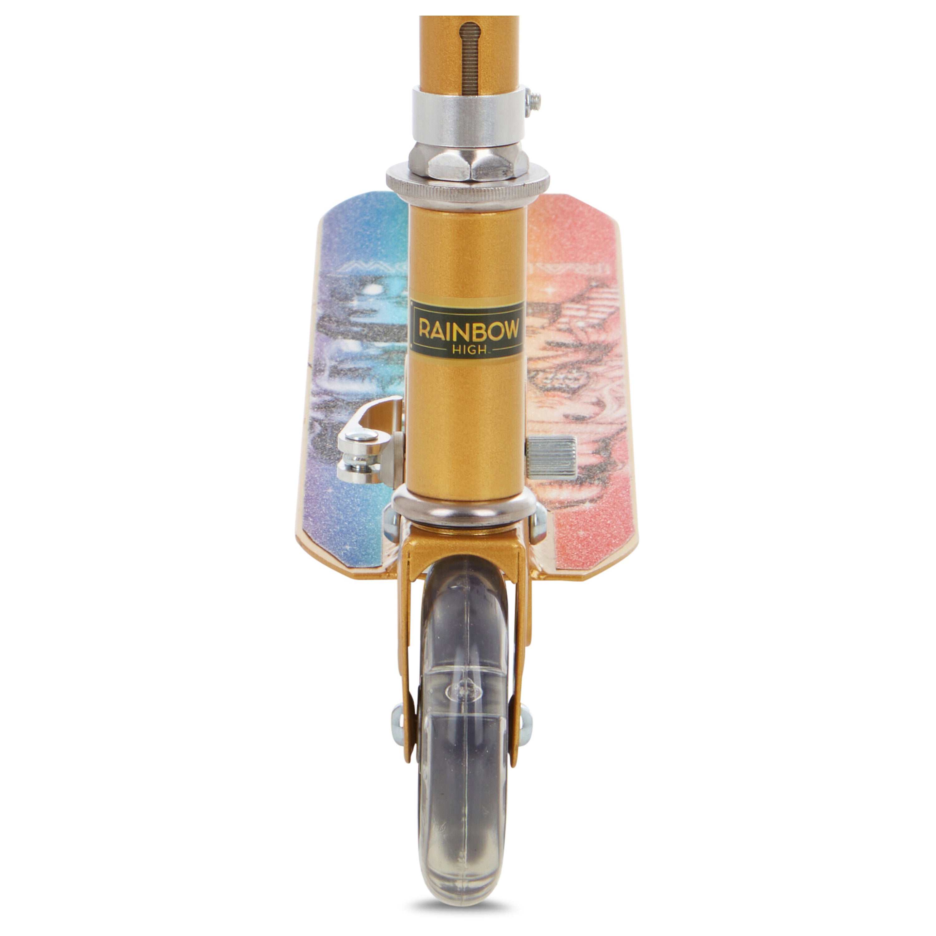 Rainbow High Licensed 2 Wheel Scooter with Light-Up Wheels and Rear Break for Kids