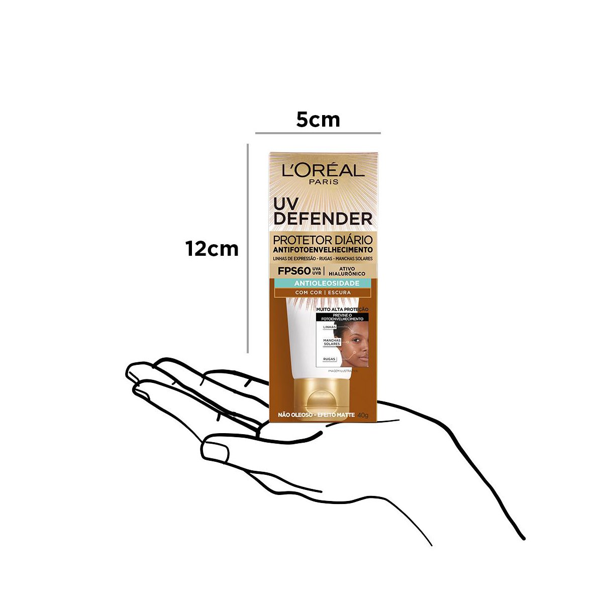 Protetor FPS 60 cor Escura L'oreal Paris UV Defender Antioleosidade