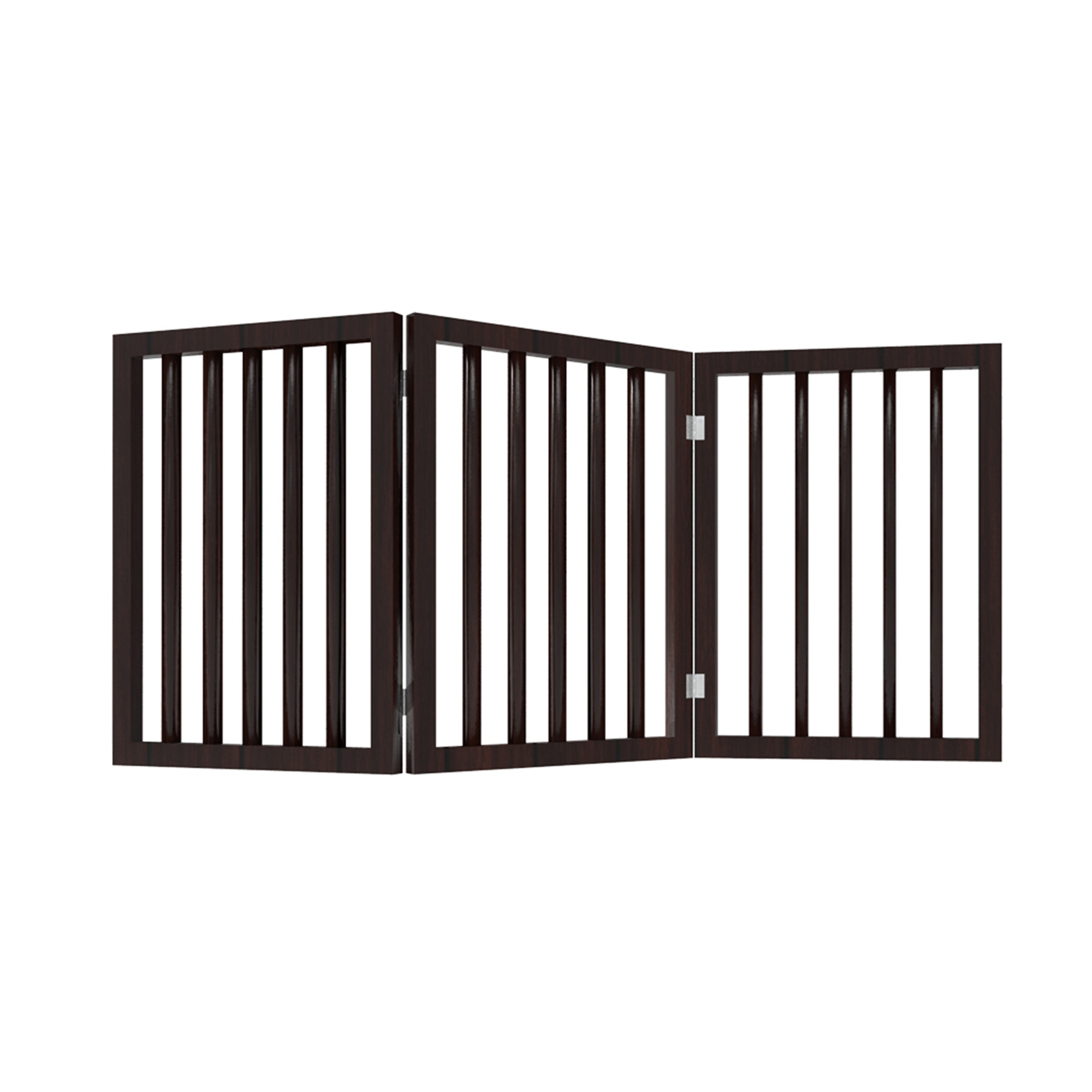Pet Gate ? Dog Gate for Doorways Stairs or Room ? 23.75-inch-Tall Freestanding 3 Panel Accordion Style Wooden Indoor Dog Fence by PETMAKER (Brown)