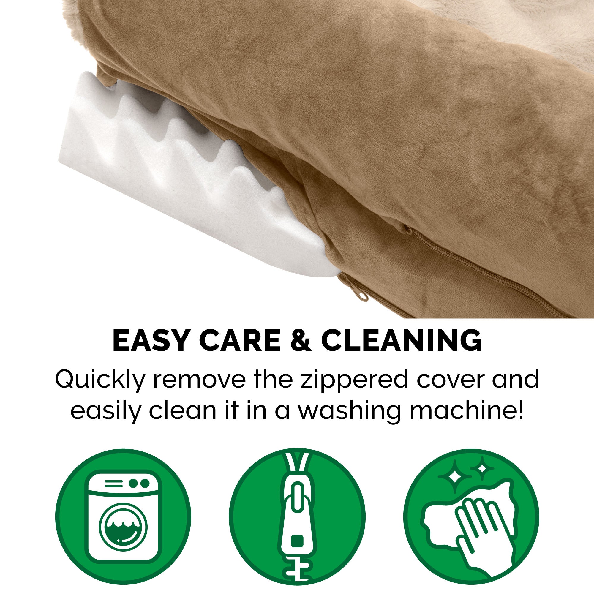 FurHaven | Deluxe Orthopedic Wave Fur and Velvet L-Chaise Lounge Pet Bed for Dogs and Cats， Brownstone， Jumbo