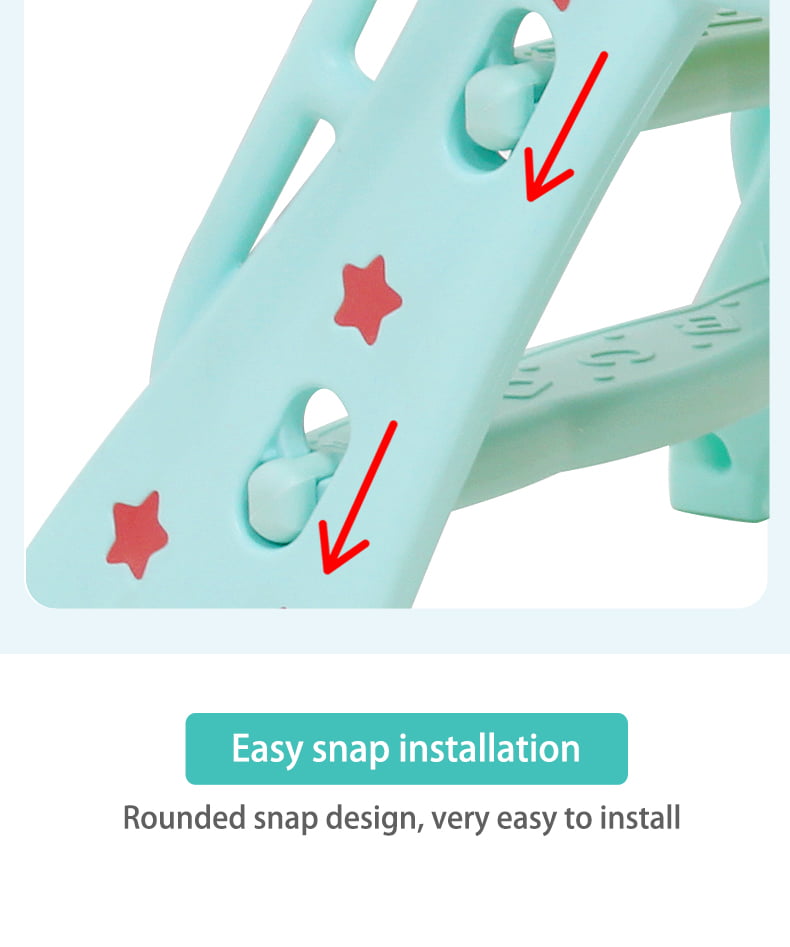 Easy Store Large Playground Slide with Folding for Easy Storage， Outdoor Indoor Active Play，  For Kids Toddlers Boys Girls ， Pink