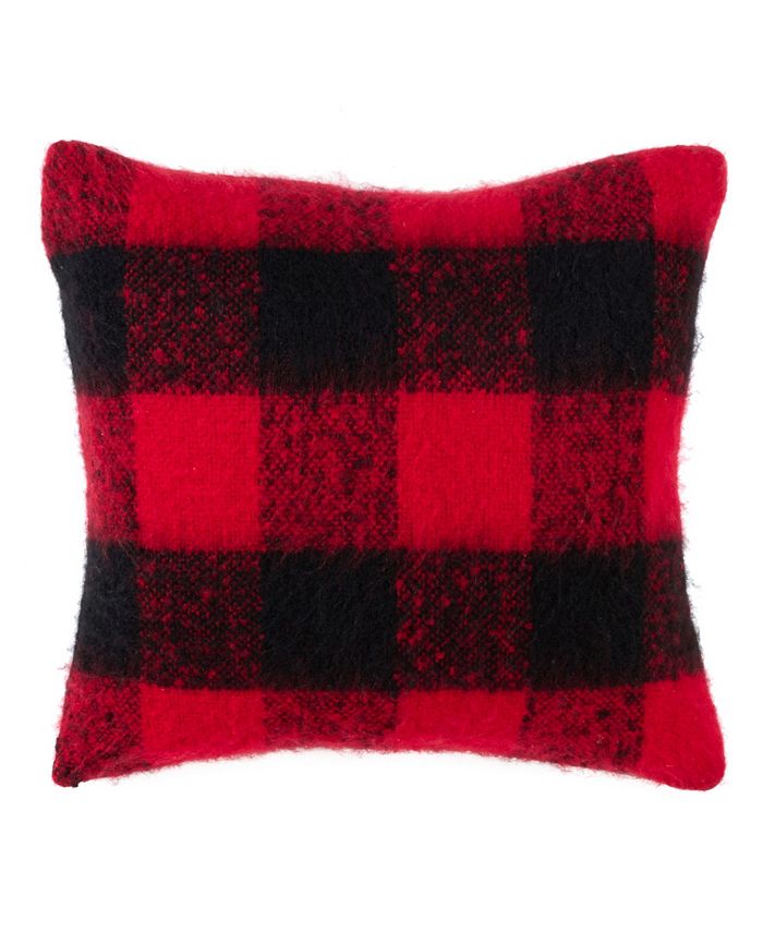 Saro Lifestyle Plaid Faux Mohair Decorative Pillow， 20