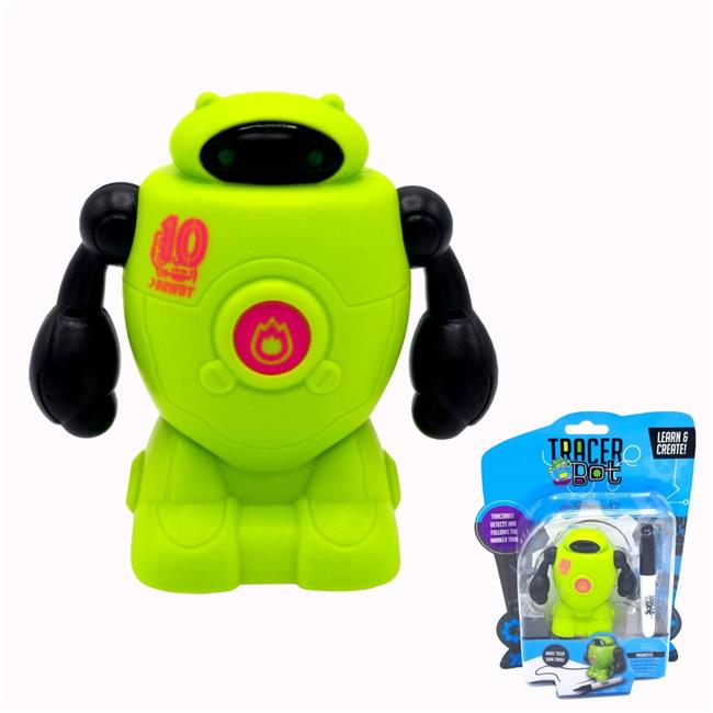 MUKIKIM Tracerbot - Green – Mini Inductive Robot That Follows The Black Line You Draw. Fun， Educational， and Interactive Stem Toy with Limitless Ways to Play! Promotes Logic and Creativity Training