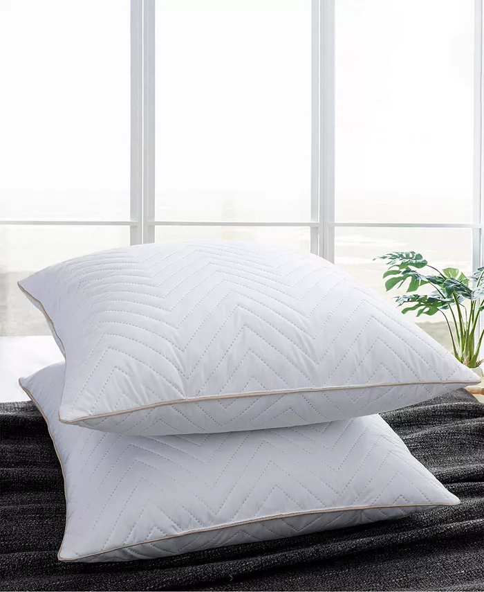 UNIKOME 2 Pack Wave Quilted Down and Feather Square Pillow Insert Set， 26