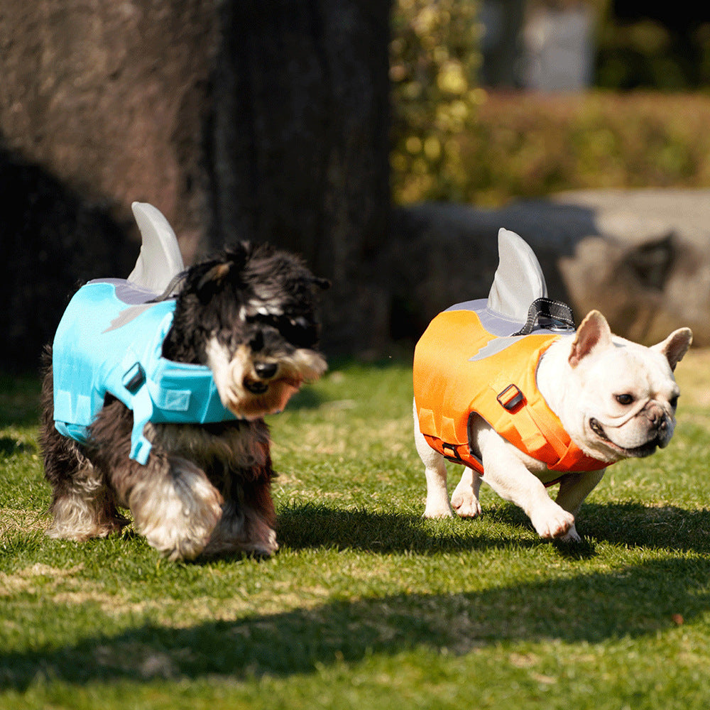 Dog Life Jacket Swimming Vest Dog's Life Vest Shark Floating Pet Lifevest with Safety Handle for Swim Pool Beach Boating Water Flotation Device Preserver for Dog， Orange S
