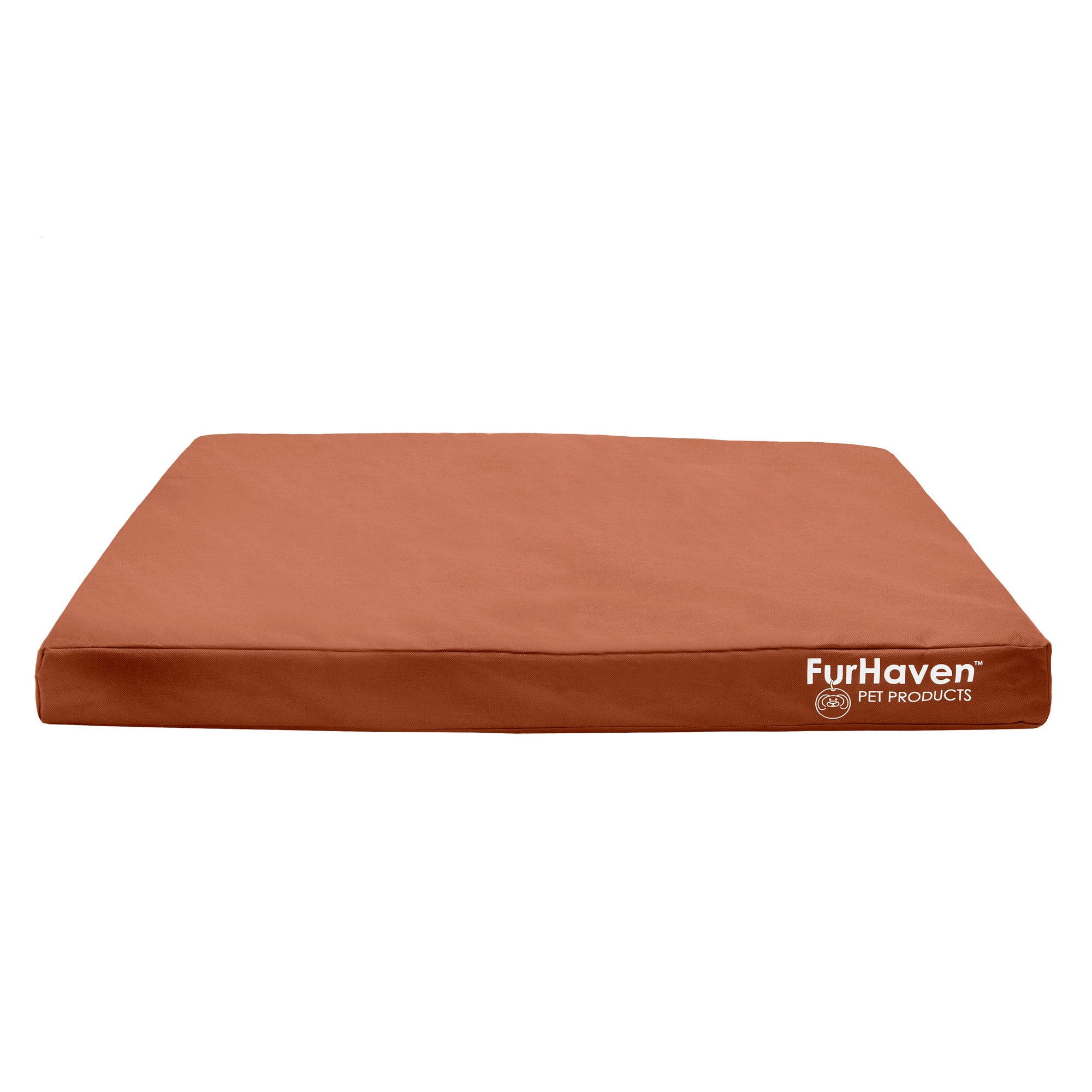 FurHaven | Deluxe Convolute Orthopedic Oxford Indoor/Outdoor Water-Resistant Pet Bed for Dogs and Cats， Chestnut， Large