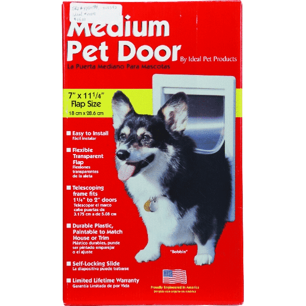 Ideal Pet 7 In. x 11-1/4 In. Medium Plastic White Pet Door PDM