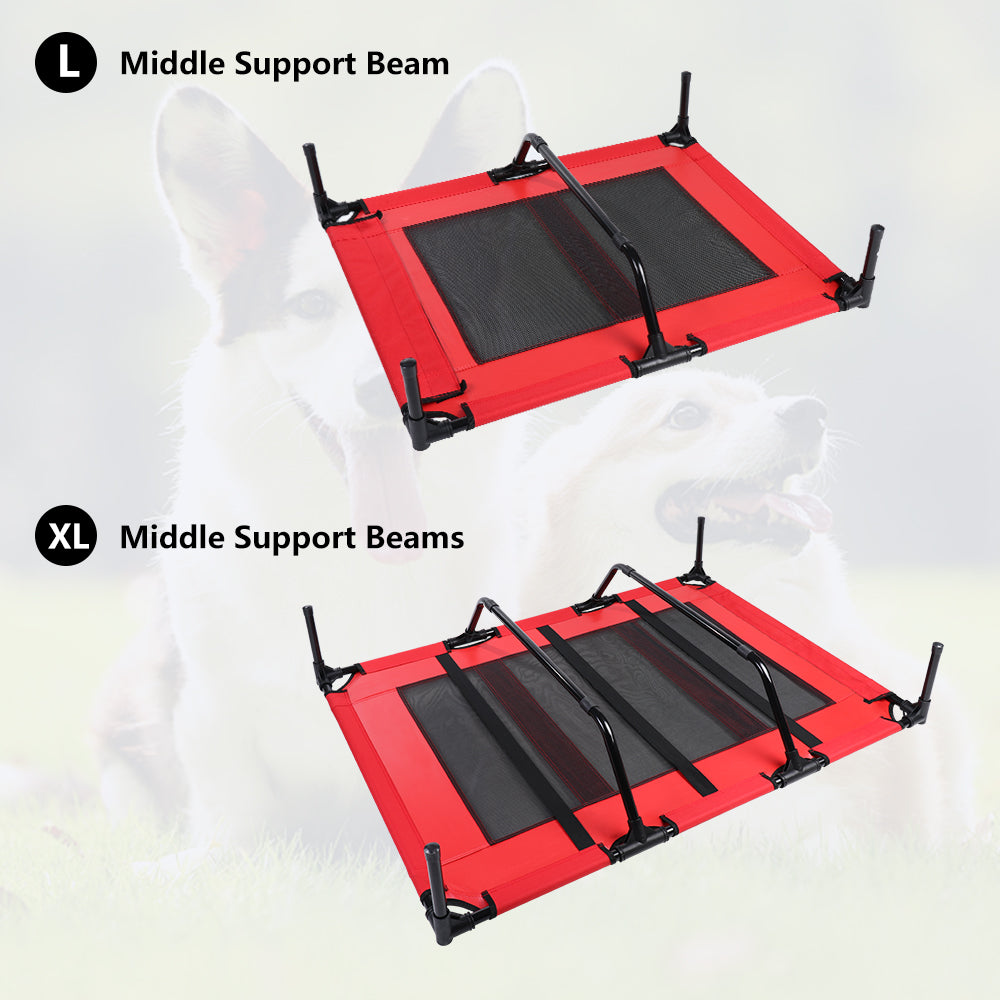 SMONTER Elevated Dog Bed with Canopy， Outdoor Pet Cot with Removable Canopy Shade， Portable Raised Dog Bed with Stable Frame and Breathable Mesh for Small， Medium， Large Dogs， Large， Red