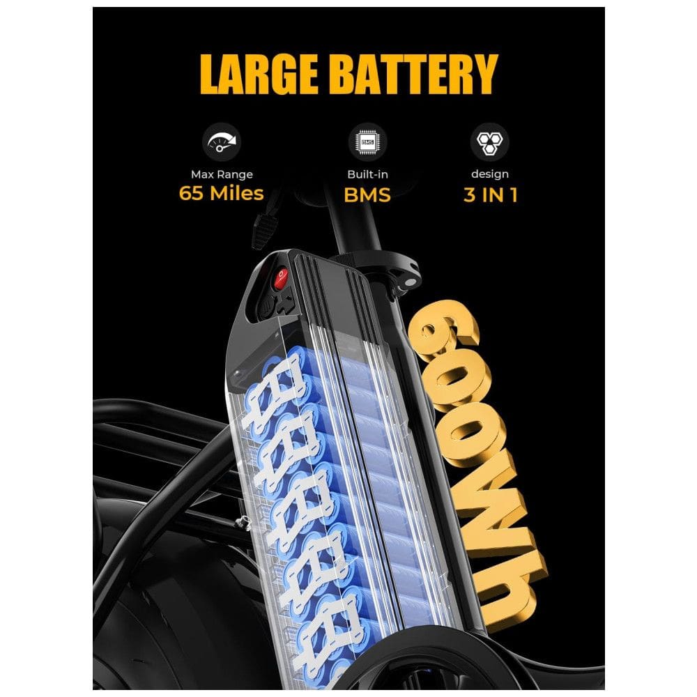 Bicicleta Elétrica Dobrável Heybike Ranger 2.0, Motor Pico 1400W, Bateria 600Wh, Pneus Fat 20