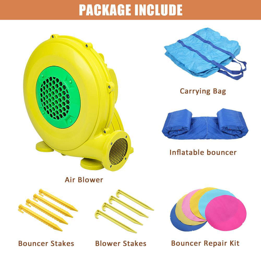 SalonMore Inflatable Bounce House with Blower，Pool and Water Slide and Splash，Multi-color Tank