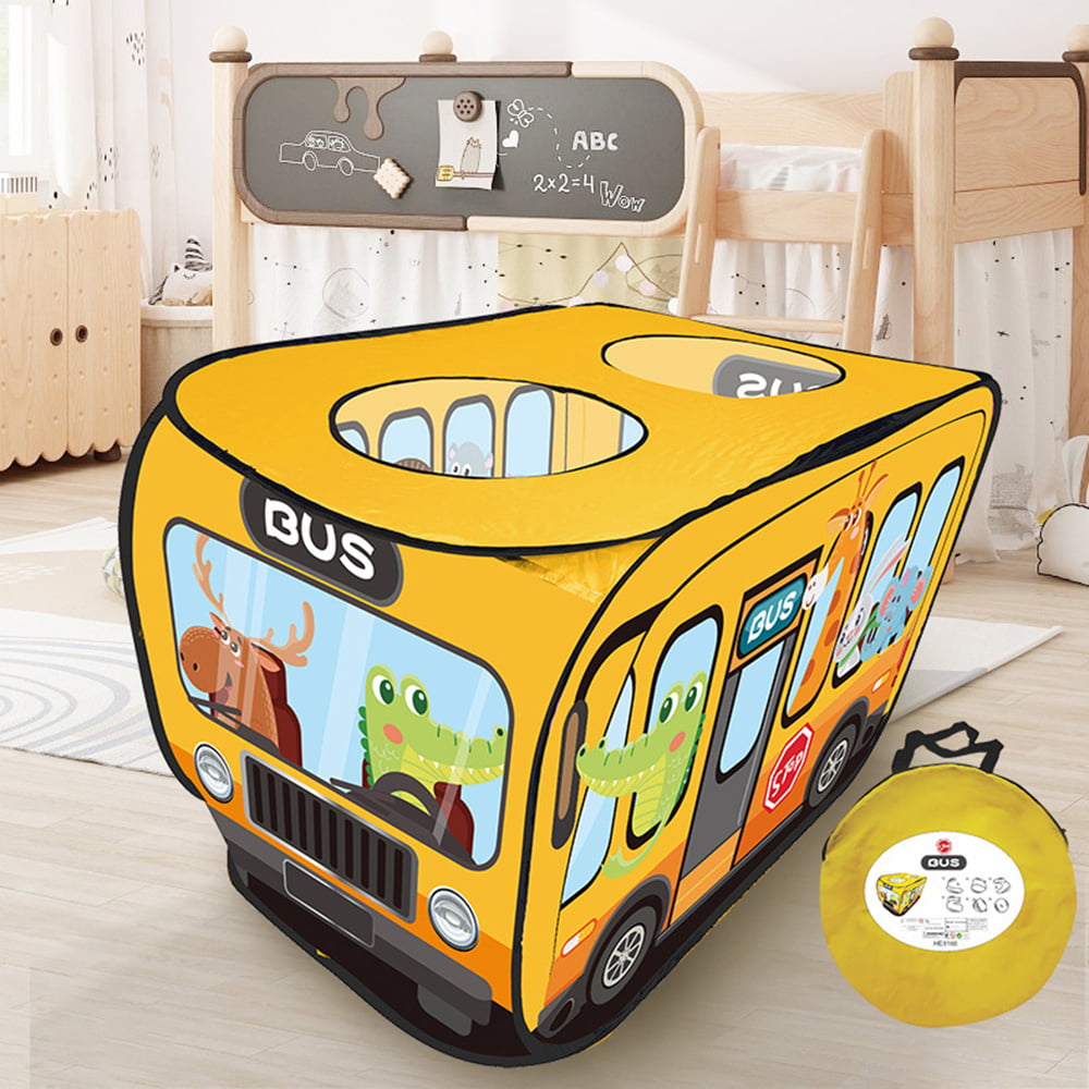 Animal Bus Tent for Kids, GIUGT Kids Pop Up Play Tent Animal Bus Magical Playhouse Folding Indoor Outdoor Creativity Learning Toy Perfect Pretend Play Gift For Children Toddlers Boys Girls