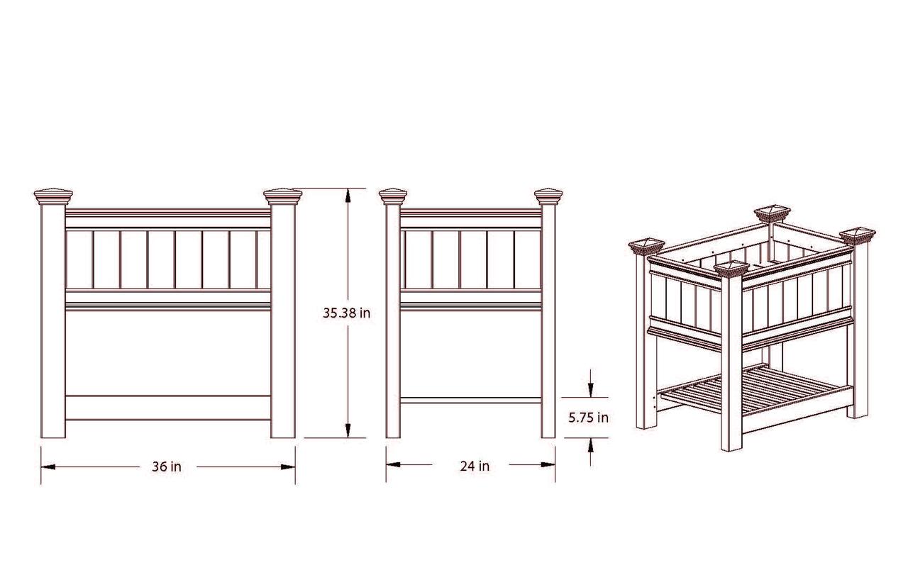 Vita Classic 38 in L x 24 in W x 36 in H Vinyl Cambridge Raised Planter, White, VA68211