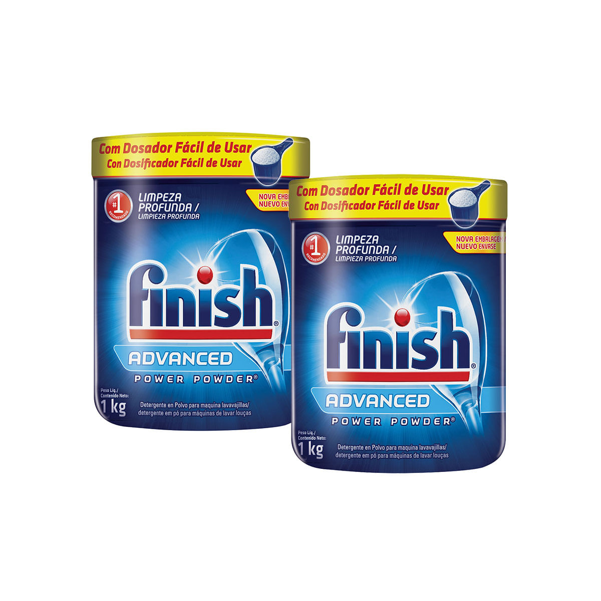 Kit com 2 Detergente em Po Finish 1Kg