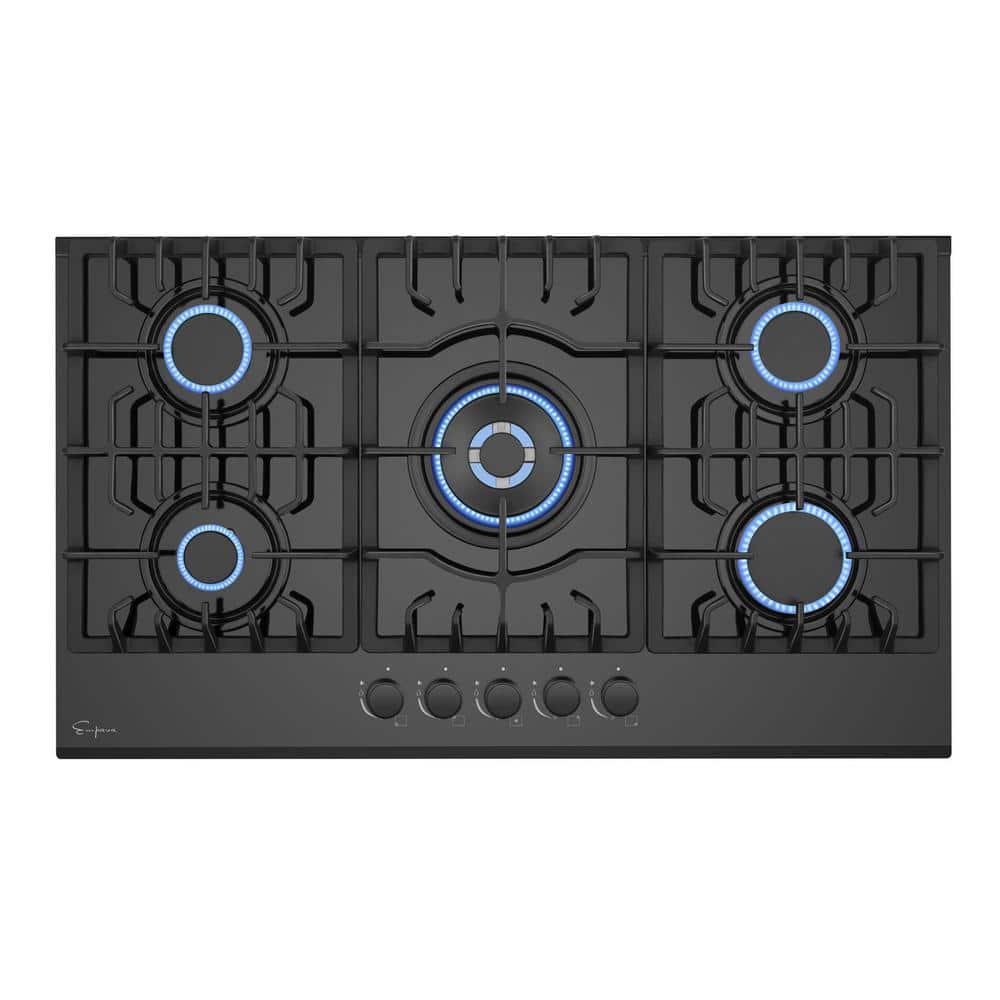 Empava 36 in BuiltIn Gas Cooktop in Black with 5 Sealed Burners