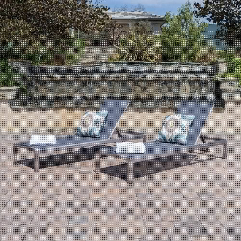 Noble House Cape Coral Silver 2Piece Metal Outdoor Chaise Lounge