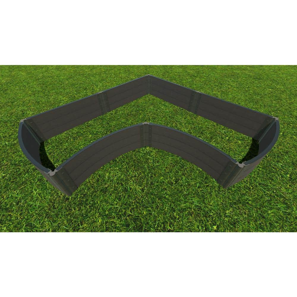 Frame It All 8 ft. x 8 ft. x 16.5 in. Weathered Wood Composite 2 in. Profile Corner Curves Raised Garden Bed 800003020