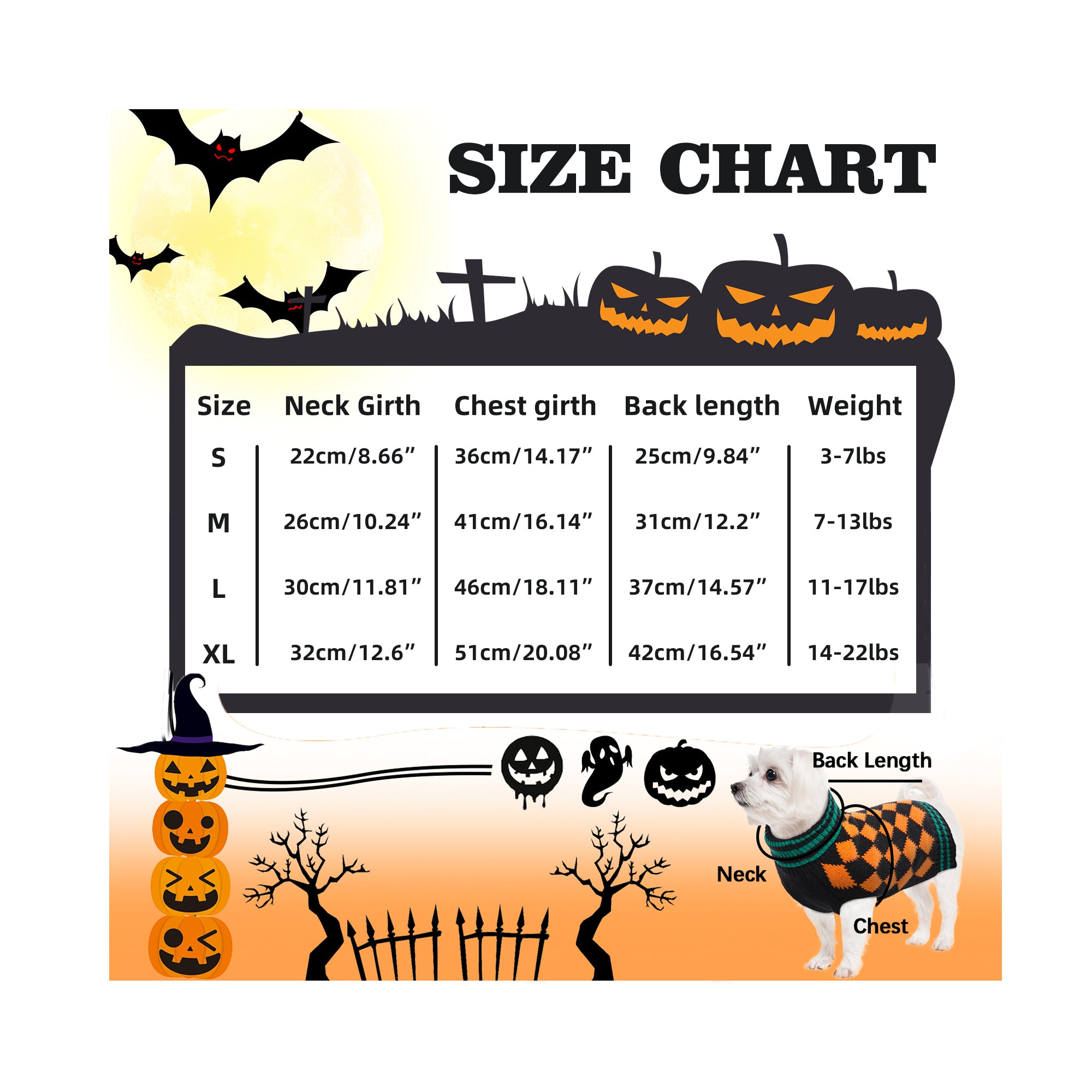 IDOMIK Dog Sweater， Halloween Pullover Dog Knitwear for Cold Weather， Turtleneck Sweaters for Small Medium Dogs， Pet Clothes Cozy Doggie Vest Dog Winter Coat Costume