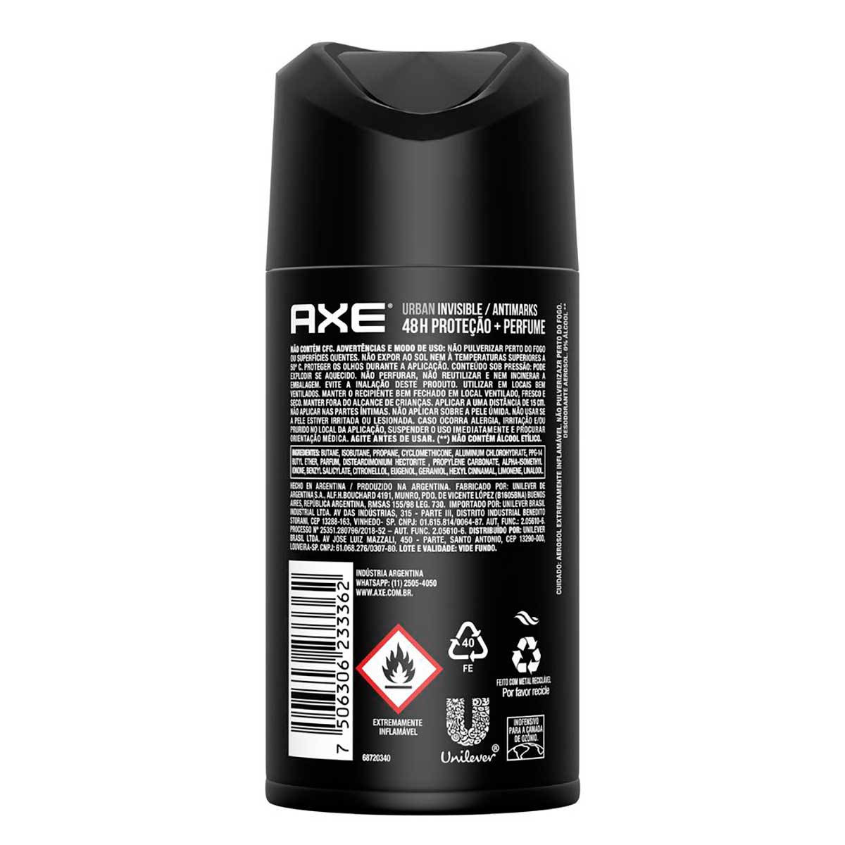 Desodorante Antitranspirante Axe Urban Aerosol Masculino 152 ml