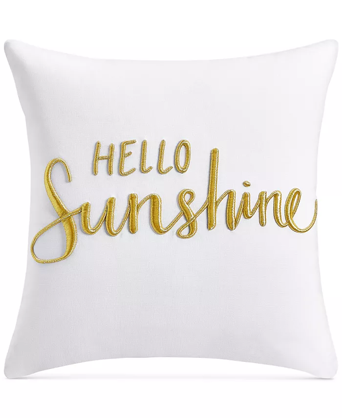 Charter Club Hello Sunshine Embroidered Decorative Pillow， 16