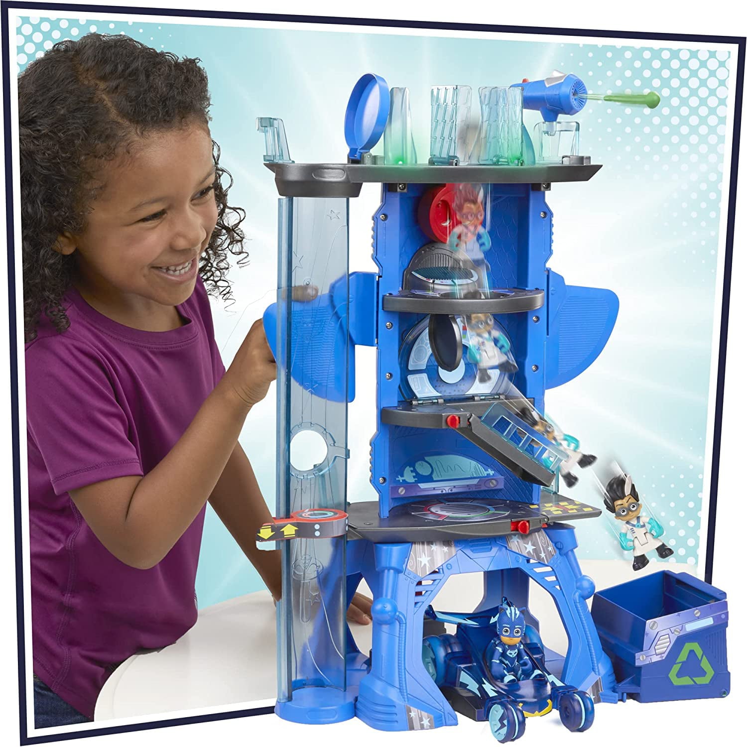 PJ Masks Deluxe Battle HQ Preschool Toy  Headquarters Playset with 2 Action Figures  Cat-Car Vehicle  and More for Kids Ages 3 and Up