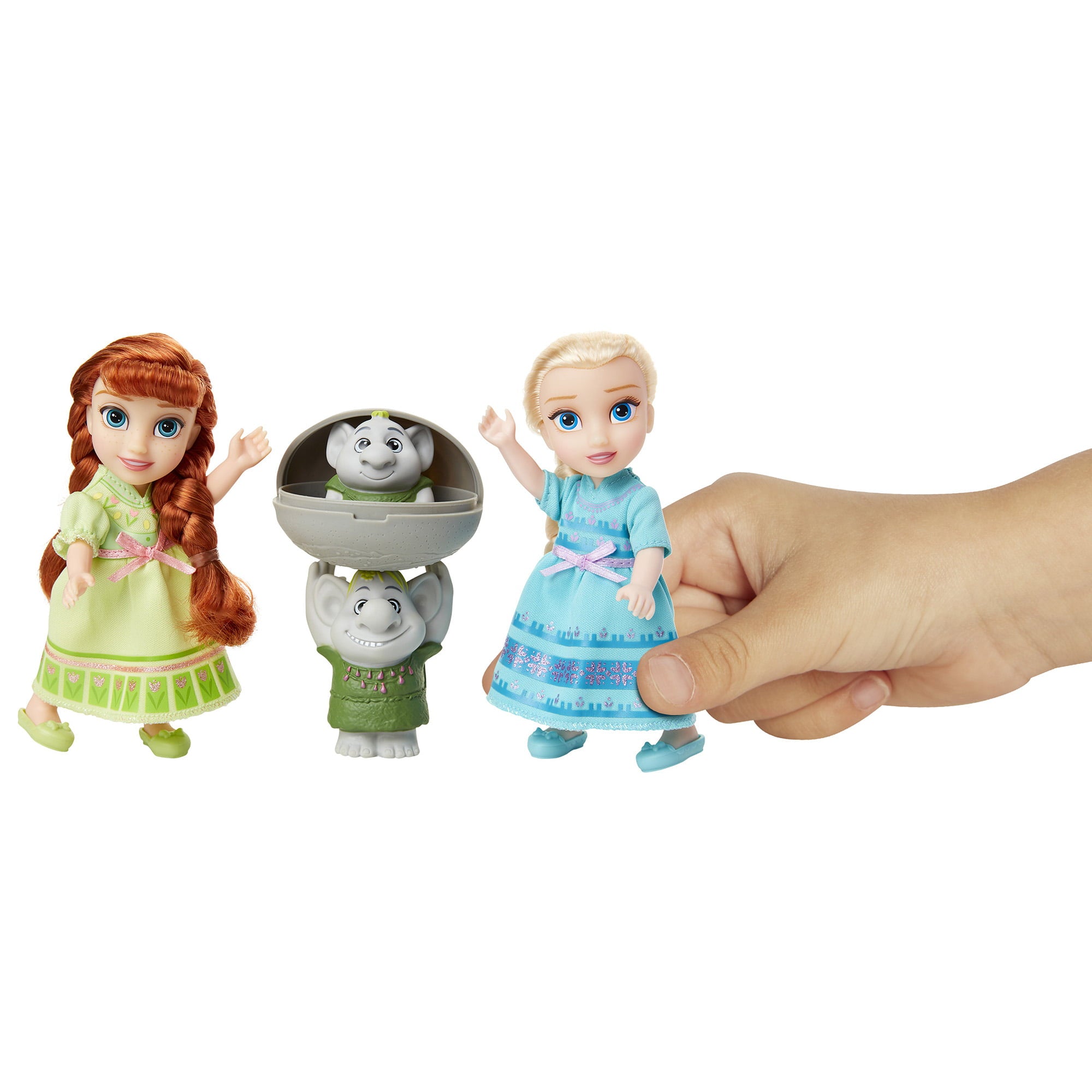 Disney Frozen 6 inch Petite Princess Anna and Elsa Fashion Dolls includes Surprise Trolls