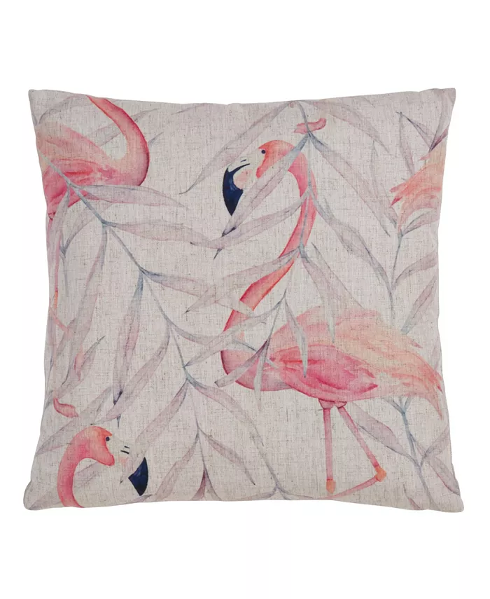 Saro Lifestyle Blushed Flamingo Decorative Pillow， 18