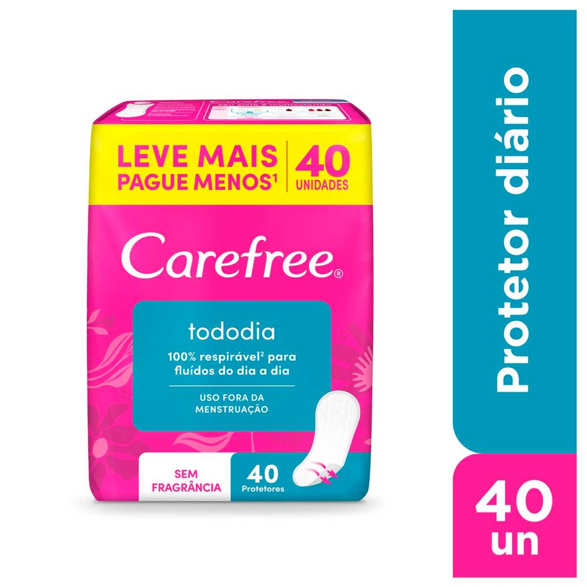 Protetor Diario Todo Dia sem Perfume Carefree 40 Unidades