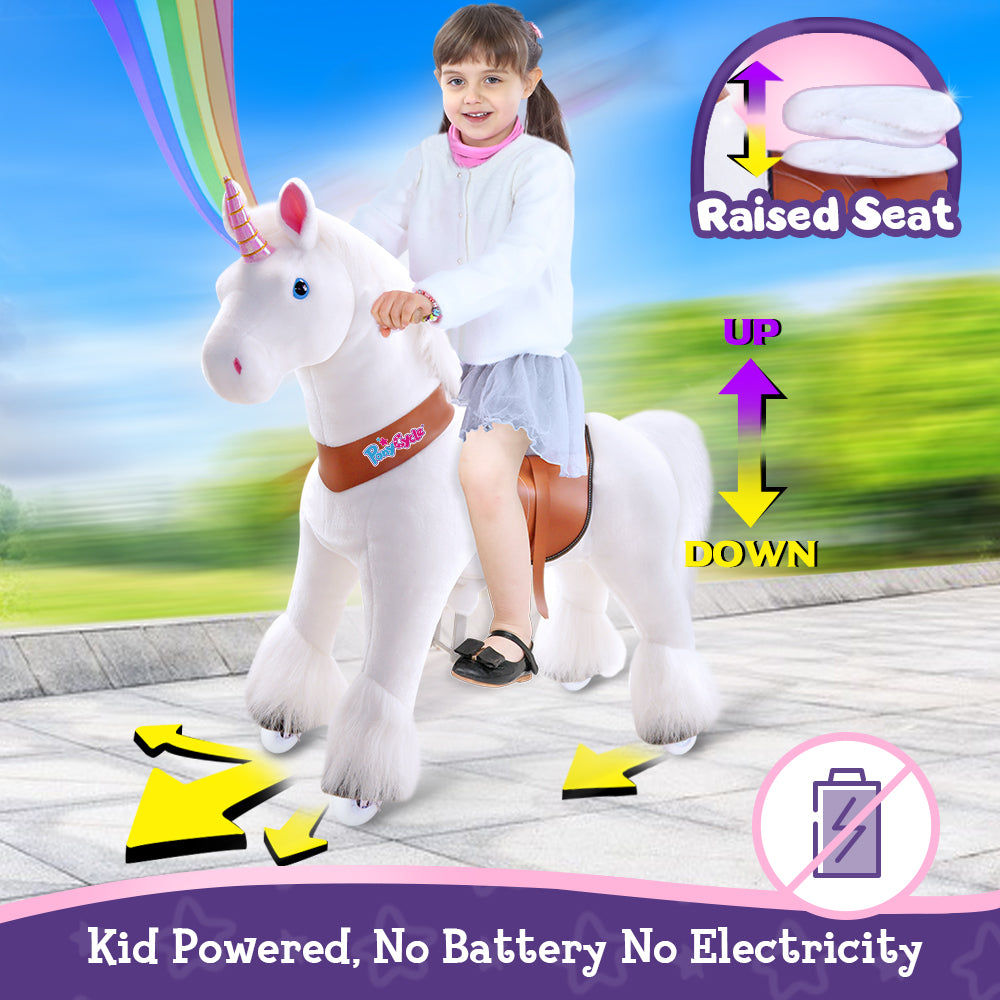 PonyCycle Ride on Unicorn toy for Children Age 4-8 White