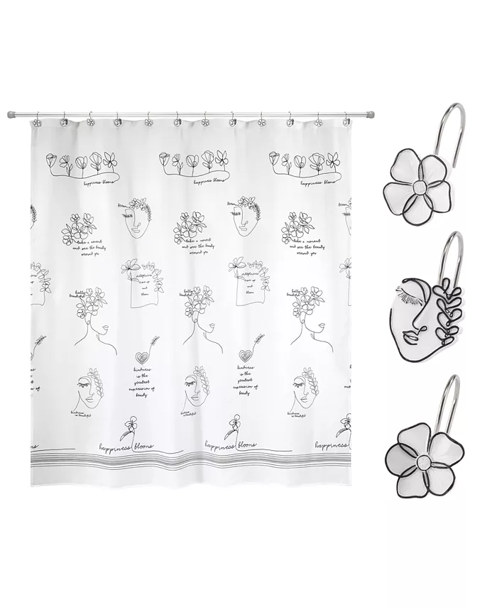 Avanti Lined with Grace Shower Curtain and Hook Set， 13 Pieces