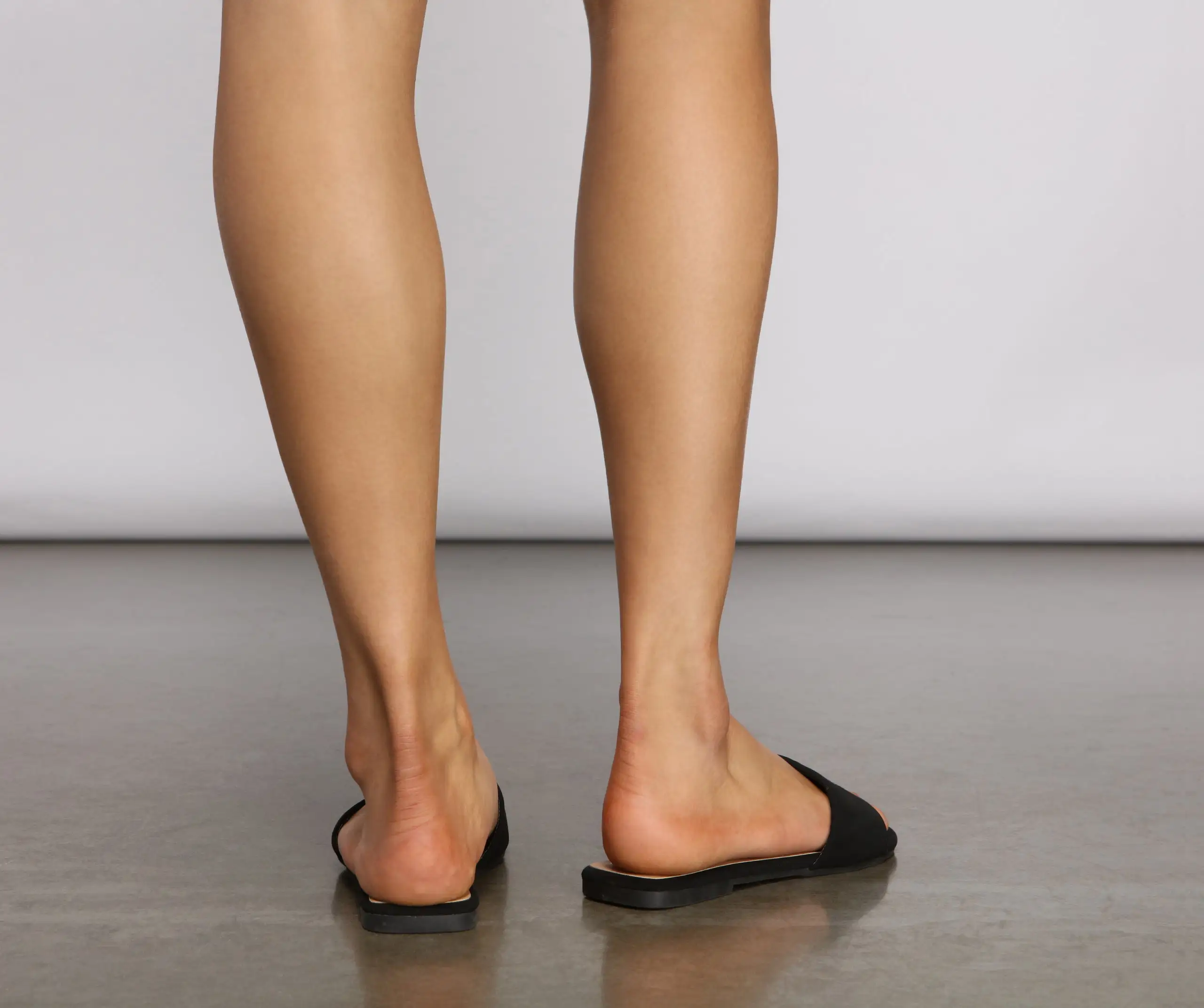 One Band Faux Nubuck Slides