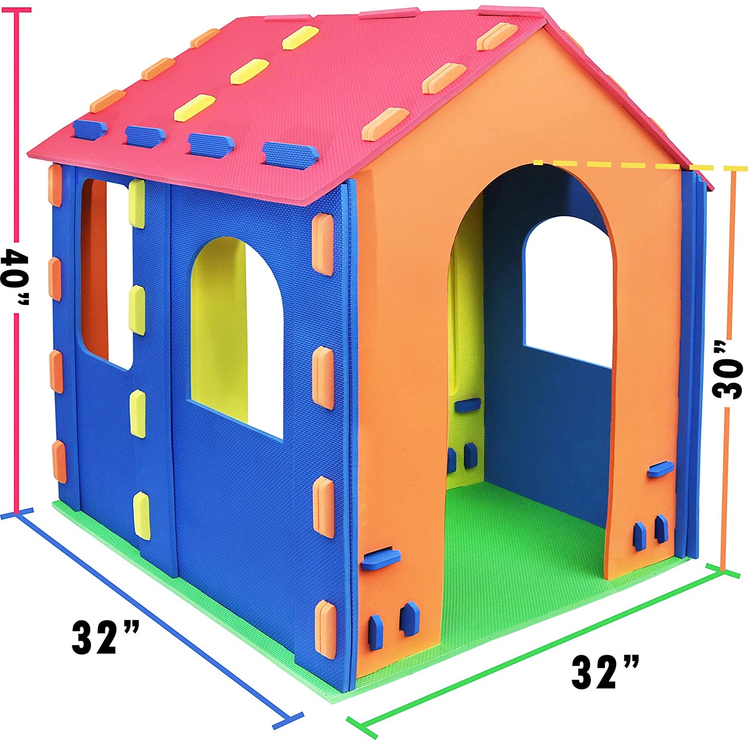 Click N' Play Giant Kids Foam Playhouse Play Tent for Boy and Girls Indoor and Outdoor, Interlocking Eva Foam Tiles.