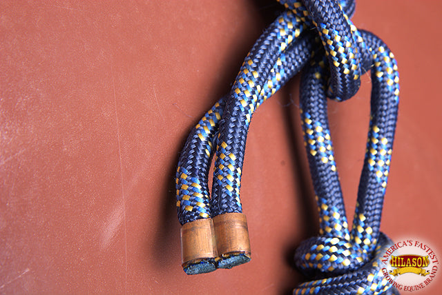 66BH Western Horse Halter 5/16 Braided Poly Rope Royal Blue Yellow Hilason