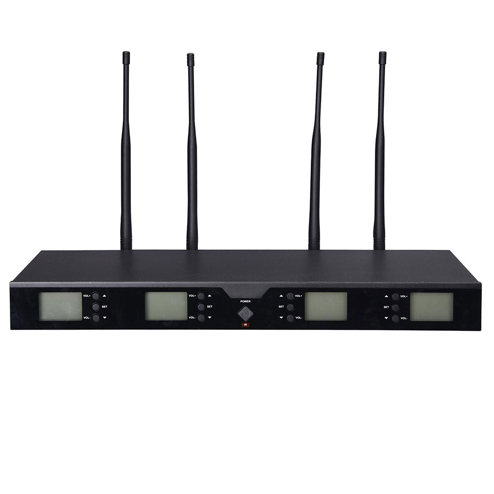 Yescom Pro 4 Channel 262' Wireless UHF Microphone System 4 Lapel Mics