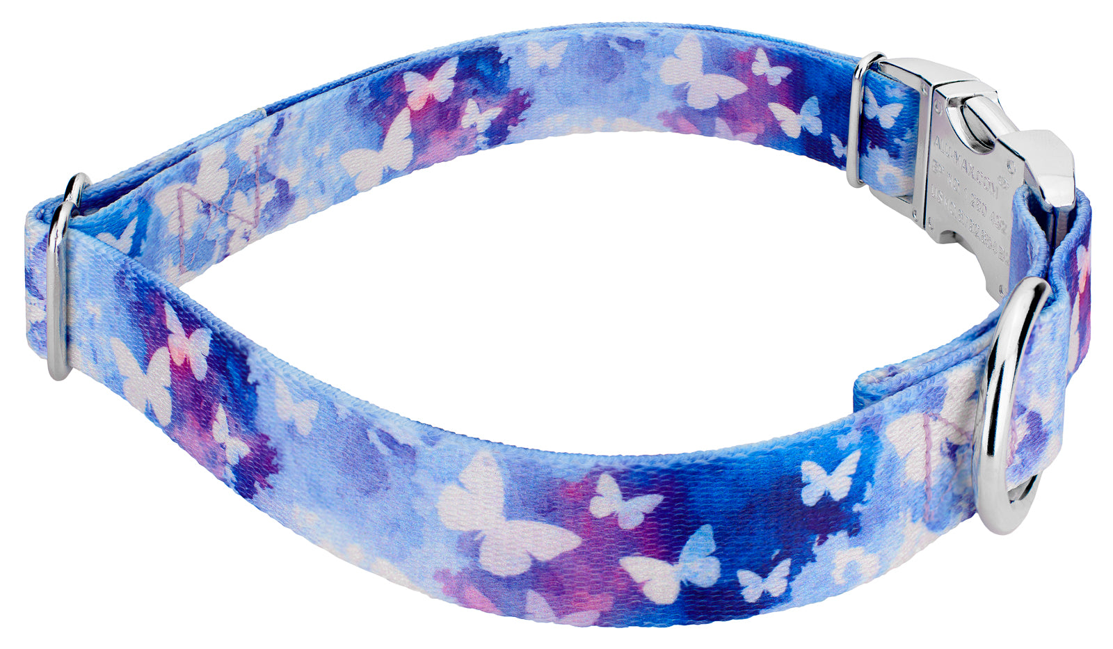Country Brook Petz® Premium Watercolor Butterflies Dog Collar and Leash， Extra Large