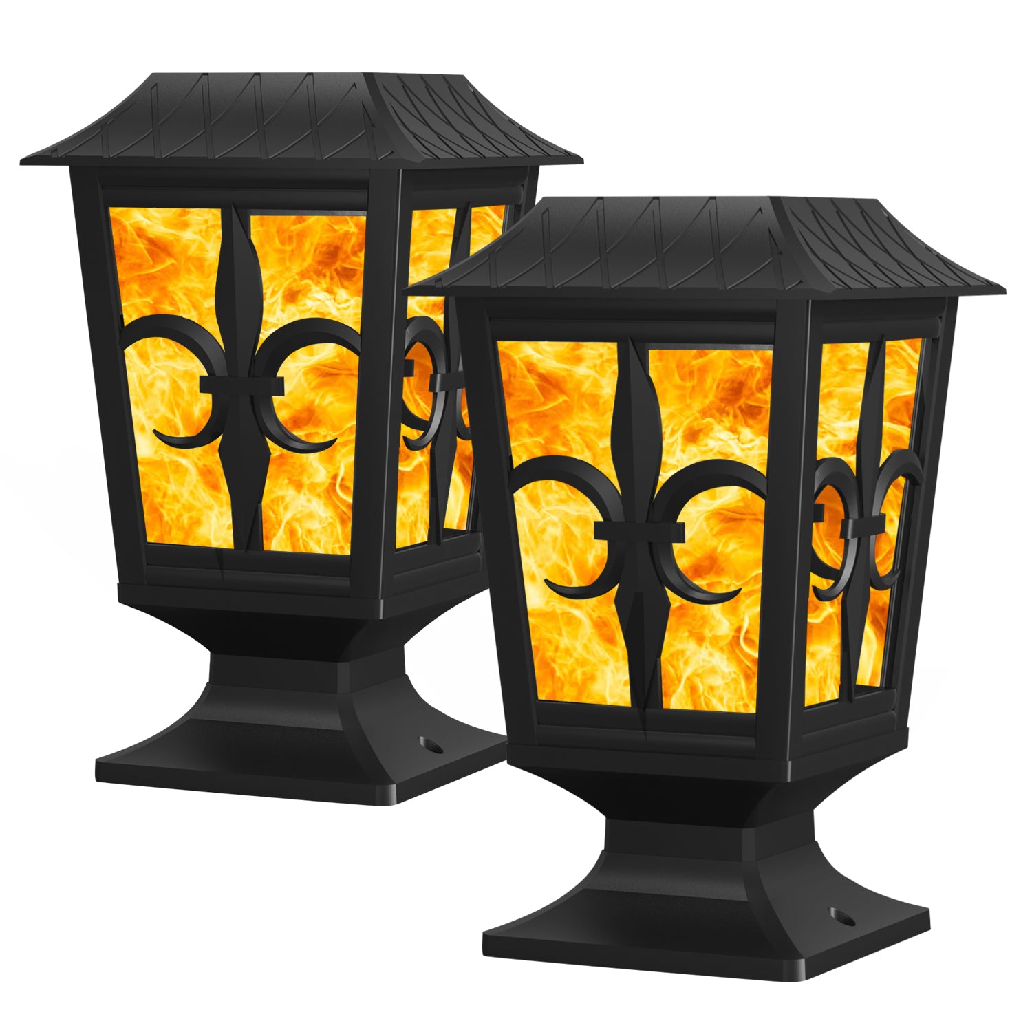 Column Lamp Traditional IP65 Waterproof Column Lamp Outdoor Column Lamp Solar Charging is Applicable to Outdoor Terrace Guardrail Lamp Villa Door Garden Column Lamp Light Control