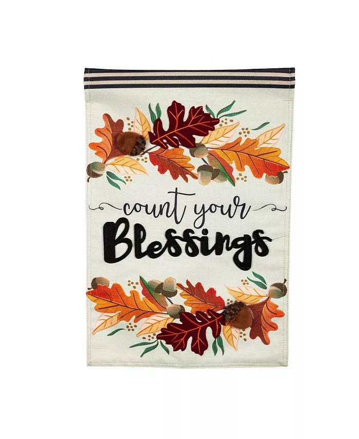 Evergreen Count Your Blessings Garden Burlap Flag 12.5 x 18 Inches Indoor Outdoor Decor